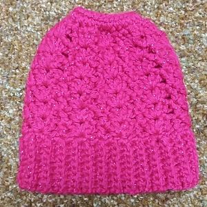 Crochet toddler ponytail hat